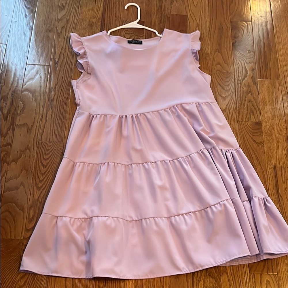 Elegant Lavender Tiered Midi Dress